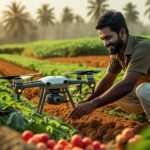 AI आधारित शेतीसाठी मोबाईल अ‍ॅप वापरणारा भारतीय शेतकरी